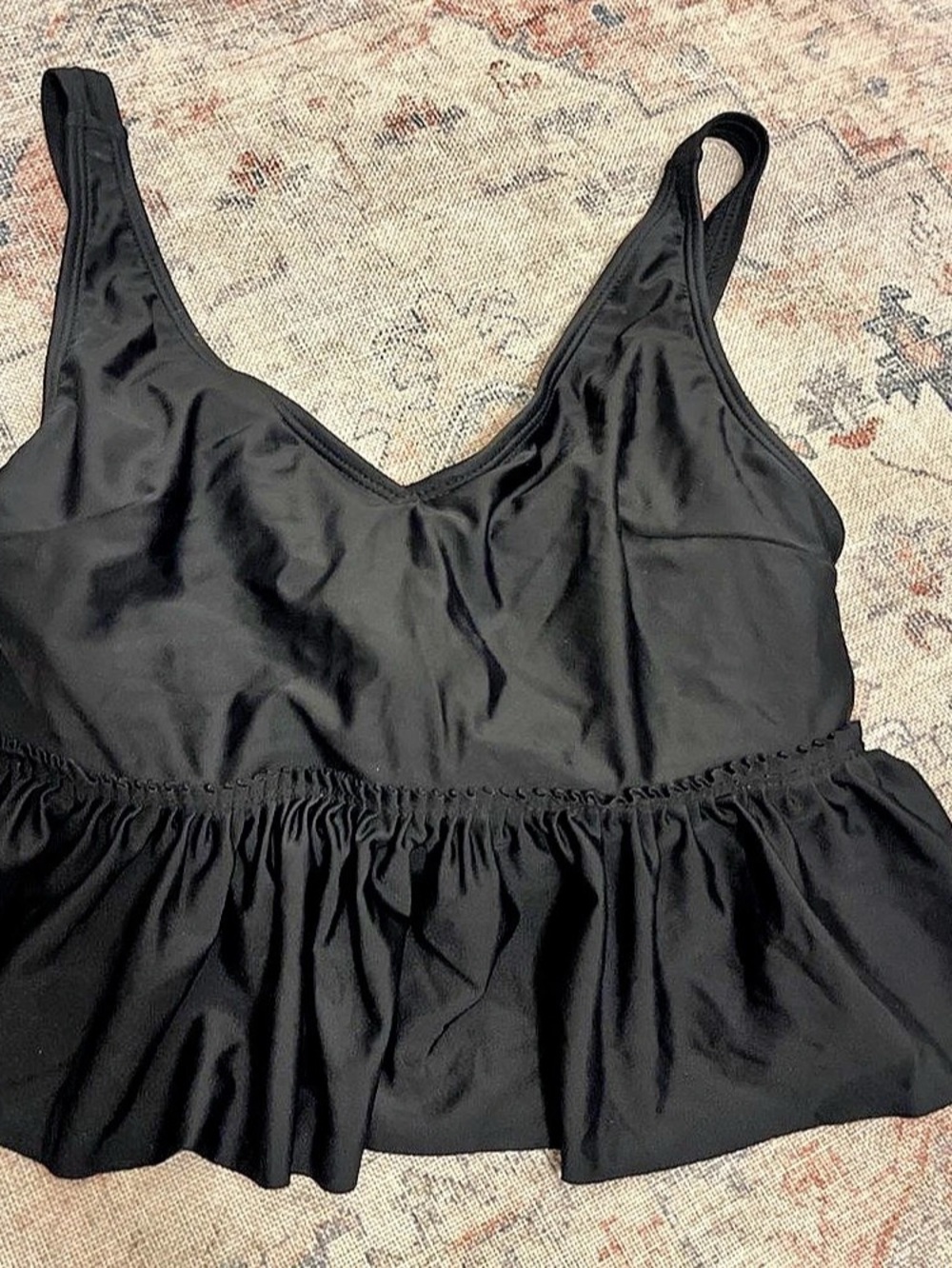 Kourtney Jean Black Peplum Tank Top Size Small Like New